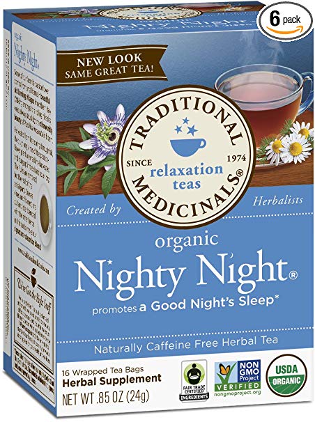 Traditional Medicinals Organic Nighty Night Tea Relaxtion Tea, 16 Tea Bags (Pack of 6)