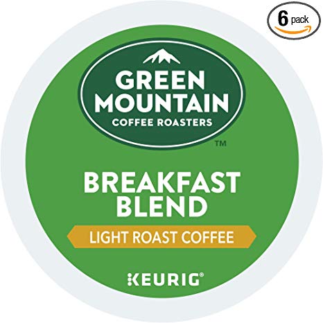 Green Mountain Coffee Roasters Breakfast Blend, Single Serve Coffee K-Cup Pod, Light Roast, 12 Count, Pack of 6
