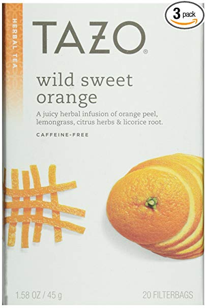 Tazo Wild Sweet Orange Herbal Tea, 20 Count Box 1.58oz (Pack of 3)
