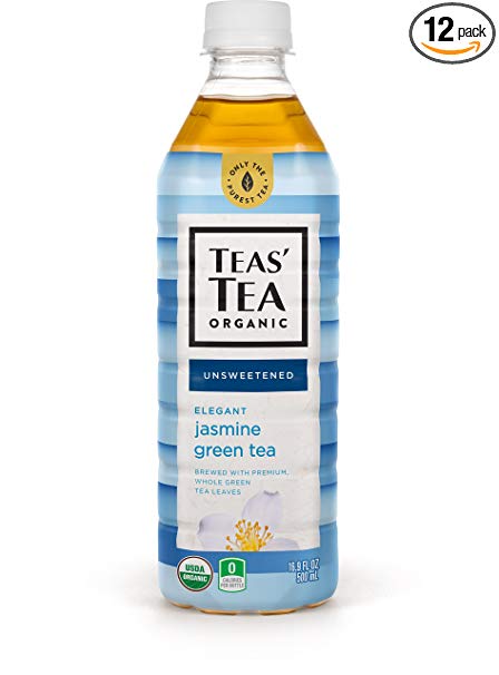 Teas' Tea Unsweetened Jasmine Green Tea, 16.9 Ounce (Pack of 12), Organic, Zero Calories, No Sugars, No Artificial Sweeteners, Antioxidant Rich, High in Vitamin C