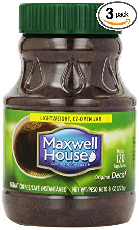 Maxwell House Instant Decaffeinated, 8-Ounce Jars (Pack of 3)