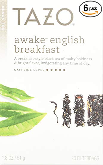 Tazo Awake English Breakfast -20-Count Tea Bags (Pack of 6)