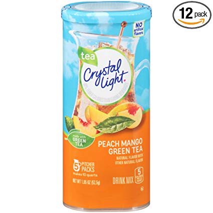 Crystal Light Drink Mix, Peach Mango Green Tea, Pitcher Packets (Pack of 12 Canisters)