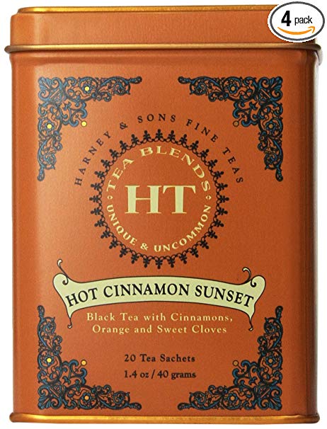 Harney & Sons Hot Cinnamon Sunset, 20 Count (Pack of 4)
