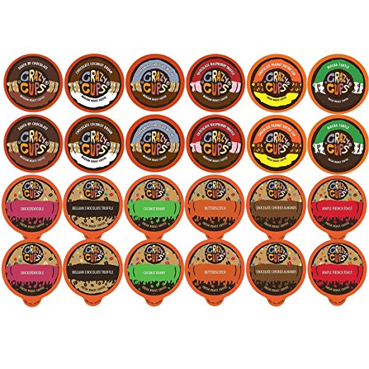 Crazy Cups Flavored Coffee Single Serve Cups Variety Pack Sampler for the Keurig K Cup Brewer, 48 count (Chocolate Lovers & Dessert Lovers)