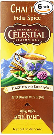 Celestial Seasonings Chai Tea, India Spice, 25 Count (Pack of 6)