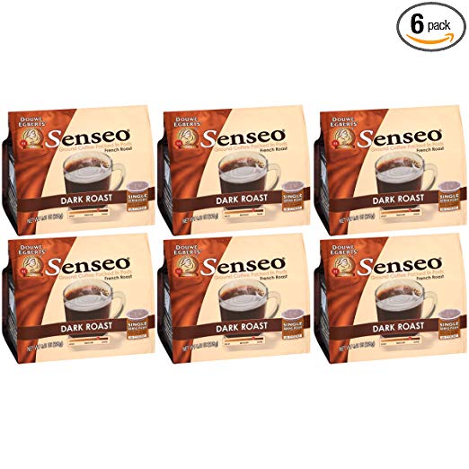 SENSEO Coffee Pods, Dark Roast, Ground Coffee Pods for Coffee Makers, Espresso Machines, Cold Brew Coffee, 18 Count (Pack of 6)