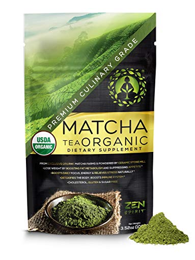 Matcha Green Tea Powder Organic - Japanese Premium Culinary Grade, Unsweetened & Sugar Free - USDA & Vegan Certified - 100g (3.52 oz) - Perfect for Baking, Smoothies, Latte, Iced tea & Weight Loss