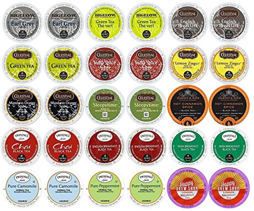 30-count TOP BRAND TEA Variety Sampler Pack, Single-Serve Cups for Single Cup Brewers (2.0 Compatible)
