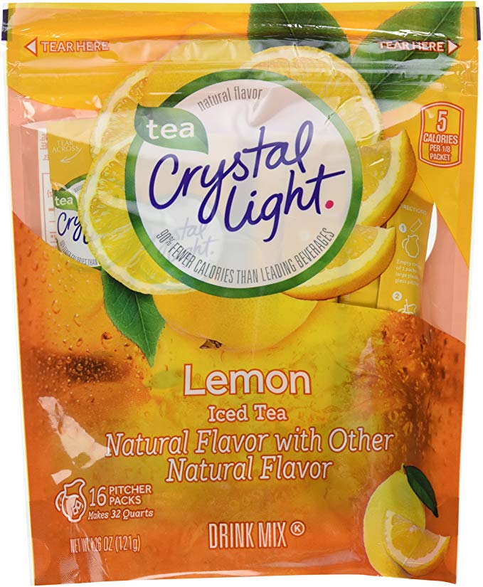 Crystal Light Ice Tea, Natural Lemon, 32 Count 2 Pack of 16ct,64 Quarts