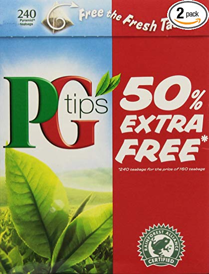 Pg Tips 240 Bags 2pk (160 Bags +80 Bags Free)- 480 teabags total.