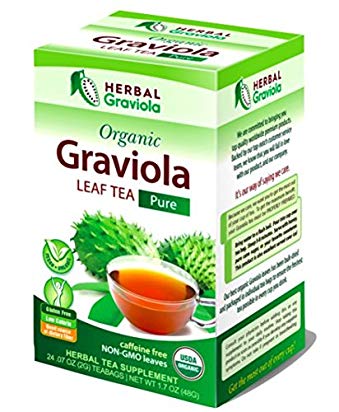 Graviola Leaf Tea - USDA Organic, non-gmo - /24 tea bags per box - by Herbal Graviola