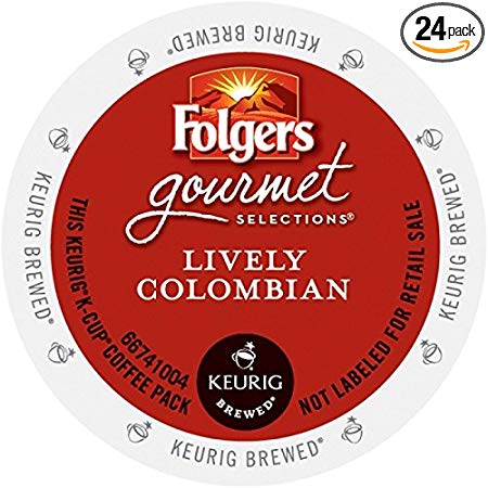 Folgers Gourmet Selections K-Cup Single Cup for Keurig Brewers, Lively Colombian, 24 Count