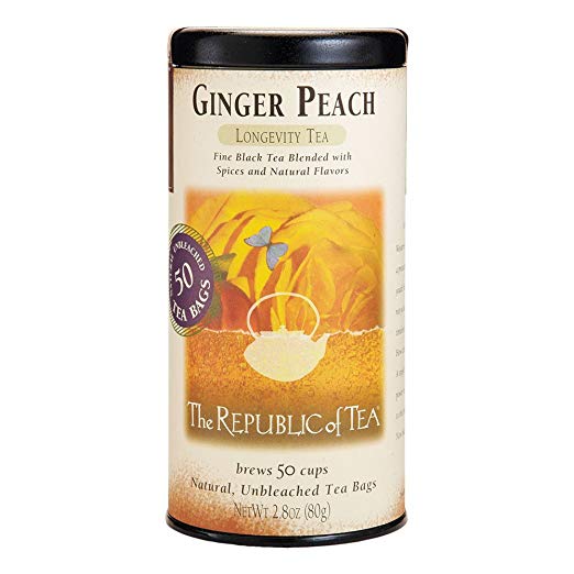 The Republic of Tea Ginger Peach Black Tea, Caffeinated (50 Tea Bags)