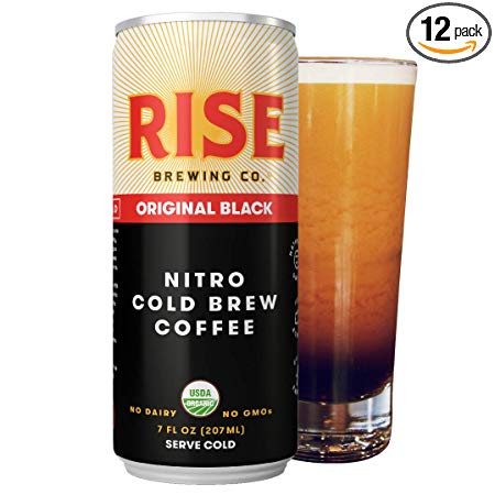RISE Brewing Co. | Original Black Nitro Cold Brew Coffee (12 7 fl. oz. Cans) - Sugar, Gluten & Dairy Free | USDA Organic and Non-GMO | Clean Energy, Low Acidity, Naturally Sweet | 0 Calories