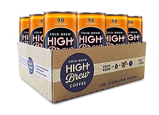 High Brew Cold Brew Coffee - Salted Caramel 8 Fl Oz (12 Count) Grab & Go Pre-Made Cold Brew Direct Trade Coffee Low-Acidity Caffeine Drink