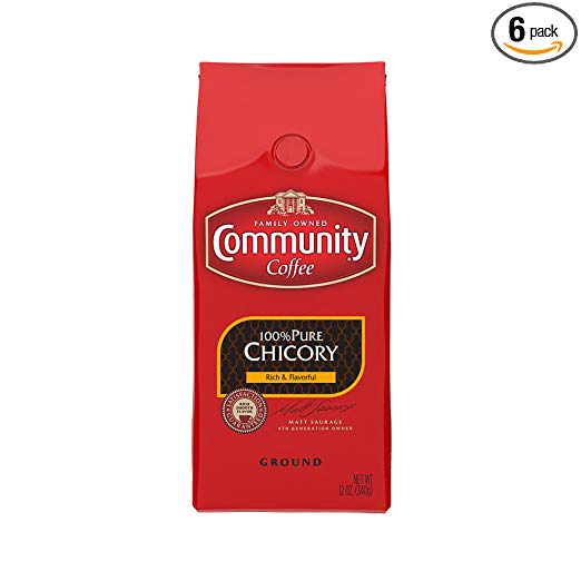 Community Coffee 100% Pure Chicory Medium Roast Premium Ground 12 Oz Bag (6 Pack), Rich Flavorful Taste Naturally Decaf