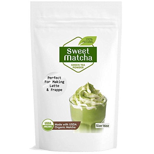 Japanese Sweet Matcha Green Tea Powder (12oz/340g) Latte Grade; Delicious Energy Drink - Shake, Latte, Frappe, Smoothie. Made with USDA Organic Matcha.