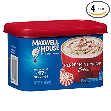 Maxwell House International Café Flavored Instant Coffee, Peppermint Mocha Latte, 7.1 Ounce Canister (Pack of 4)