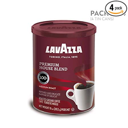 Lavazza Premium House Blend Ground Coffee, Medium Roast, 10-Ounce Cans (Pack of 4)
