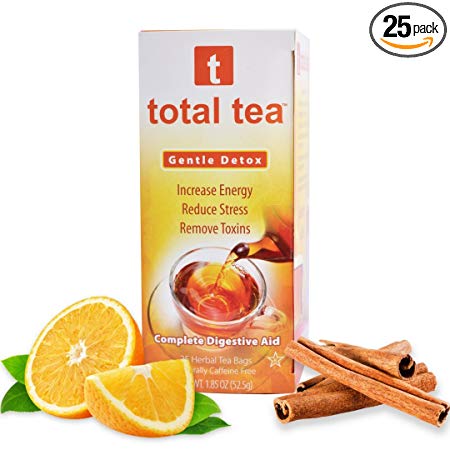 Total Tea Gentle Detox Tea - Herbal Tea - Cleanse Tea Supplement for Health with Senna - Detox Cleanse for Weight Loss to get Skinny & Fit - 14 Day Diet - 25 Sealed Teabags for Liver Cleansing Relief