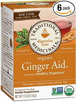 Traditional Medicinals Organic Ginger Aid Digestive Tea, 16 Tea Bags (Pack of 6)