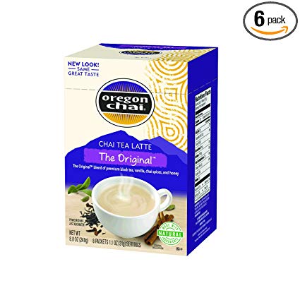 Oregon Chai Original Chai Tea Latte Powdered Mix, 8 Count Envelopes per Box, 1.1 oz each (31g) (Pack of 6), Powdered Spiced Black Tea Latte Mix For Home Use, Café, Food Service
