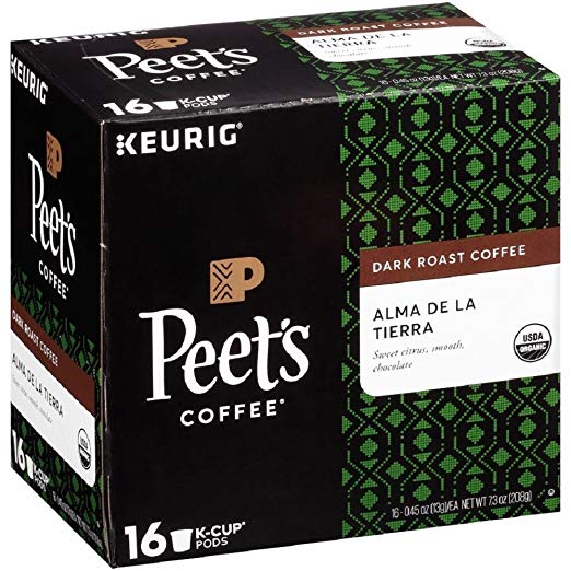 Peet's Coffee, People & Planet, Alma De La Tierra, Dark Roast, K-Cup Pack (16 ct.), USDA Organic Single Cup Coffee Pods, Lively & Acidic Blend of Latin American Coffees; for All Keurig K-Cup Brewers