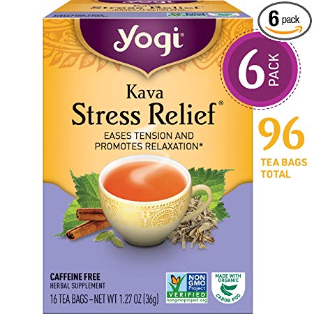 Yogi Tea - Kava Stress Relief - Eases Tension and Promotes Relaxation - 6 Pack, 96 Tea Bags Total