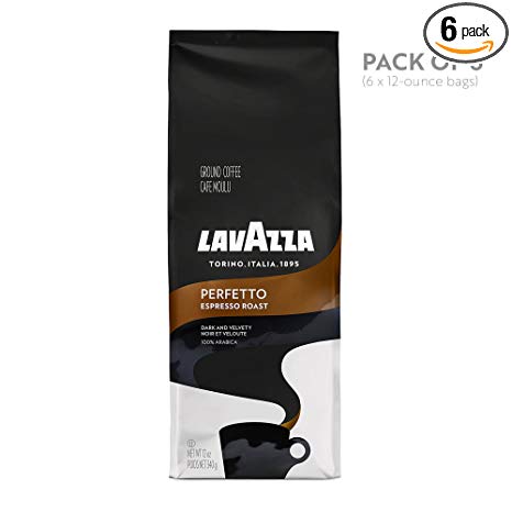 Lavazza Perfetto Ground Coffee Blend, Medium Espresso Roast, 12-Ounce Bags (Pack of 6)