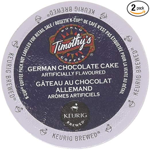48 Count - Timothy's German Chocolate Cake Flavored Coffee K-Cup For Keurig Brewers