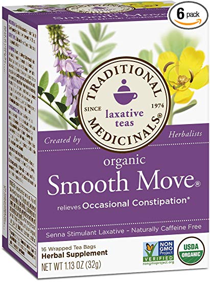 Traditional Medicinals Organic Smooth Move Laxative Tea, 16 Tea Bags (Pack of 6)