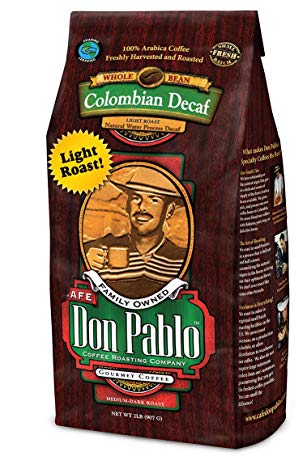 2LB Cafe Don Pablo Light Roast Decaf Swiss Water Process Colombian Gourmet Coffee Decaffeinated - Light Roast - Whole Bean Coffee - 2 Pound (2 lb) Bag