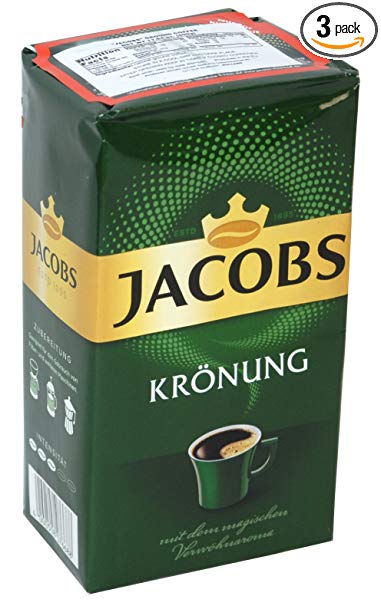 Jacobs Kronung Coffee, 17.6-Ounce Vacuum Packs (Pack of 3)