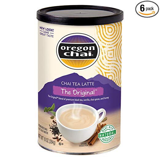Oregon Chai Original Chai Tea Latte Powdered Mix 10-Ounce Containers , Powdered Spiced Black Tea Latte Mix For Home Use, Café, Food Service - PACK OF 6