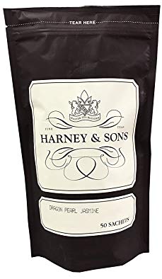 Harney & Sons Dragon Pearl Jasmine Tea - Floral and Sweet Aroma, High Quality, Great Present Idea - Bag of 50 Sachets