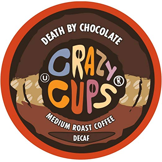 Crazy Cups Flavored Coffee, Decaf Death By Chocolate, Single Serve Cups For Keurig K Cup Brewers, 22 Count