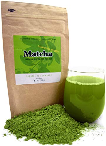 Coastal Tea Company Organic Ceremonial Matcha, Japanese Green Tea Powder, Drinking Grade, 1.7 Ounce