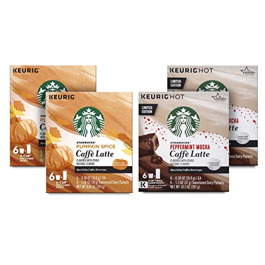 Starbucks Latte Kit—12 Pumpkin Spice Caffe Lattes and 12 Peppermint Mocha Caffe Lattes (24 K-Cups total)