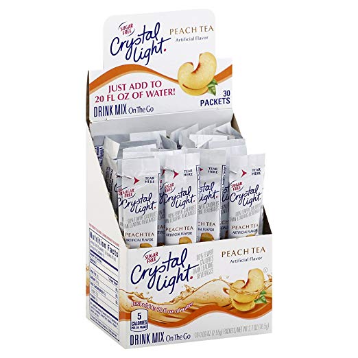 Crystal Light Single Serve Sugar-Free Peach Tea Mix, 2.7 oz. On The Go Packets (Pack of 120)