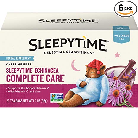 Celestial Seasonings Wellness Tea, Sleepytime Echinacea Complete Care, 20 Count (Pack Of 6)