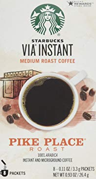Starbucks Via Instant Medium Roast Coffee Pike Place Roast 100% ARABICA 8 Packets (Pack of 4)8-0.11oz