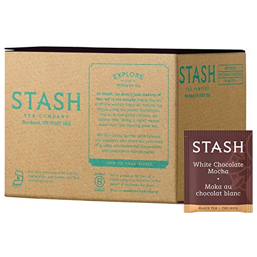 Stash Tea White Chocolate Mocha 100 Count (packaging may vary) Individual White Tea Bags for Use in Teapots Mugs or Cups, Brew Hot Tea or Iced Tea