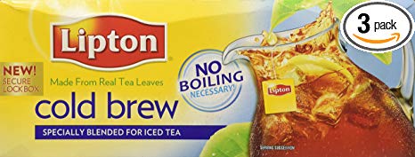 Lipton Cold Brew Family Iced Tea Bags Black tea 22 ct (Pack of 3)