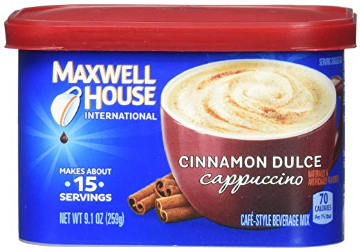 Maxwell House International Cafe Flavored Instant Coffee, Cinnamon Dulce Cappuccino, 4 Count, 36.4 Ounce