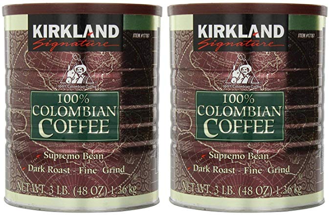 Kirkland Signature 100% Colombian Coffee Supremo Bean Dark Roast-Fine Grind, 6 Pound,Signature-ykgj
