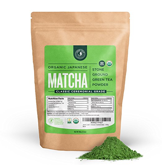 Jade Leaf Matcha Green Tea Powder - USDA Organic - Ceremonial Grade (For Sipping as Tea) - Authentic Japanese Origin - Antioxidants, Energy [100g Value Size]