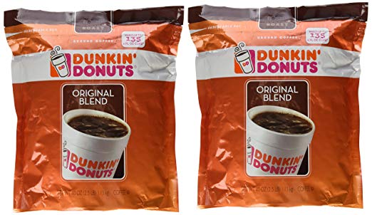Dunkin' Donuts Original Blend Medium Roast Ground Coffee 100 % Premium Arabica Coffee 40 oz. (Pack of 2)