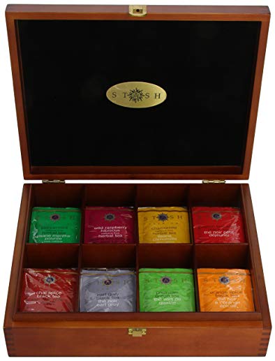 Stash Tea 8 Flavor Variety Pack Gift Set 80 Count Tea Bags in Foil with Tea Chest Individual Tea Bag Variety Pack, Use in Teapots Mugs or Cups, Brew Hot Tea or Iced Tea
