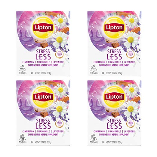 Lipton Herbal Supplement, Stress Less 15 ct, Pack of 4